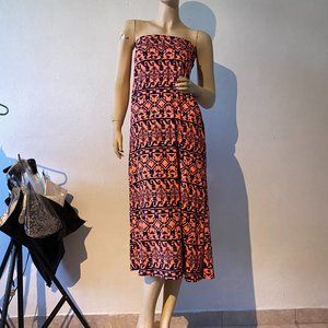 Women's Rue21 Tribal Orange Black Sleeveless Maxi Dress Skirt Size Large